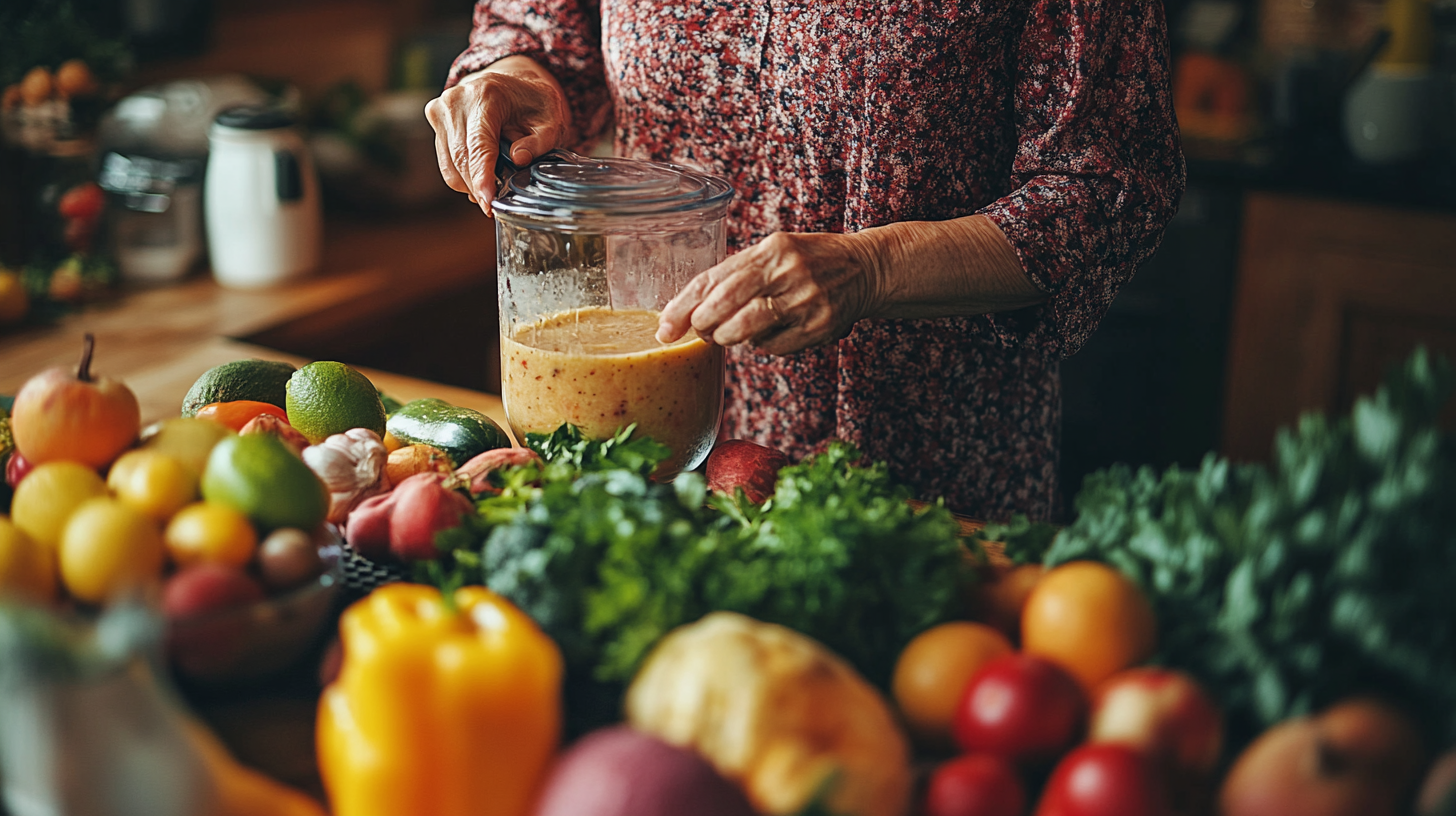 Літня пара готує здорову їжу разом